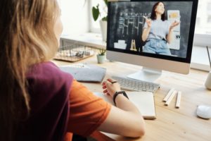 Girl partaking in an online lesson