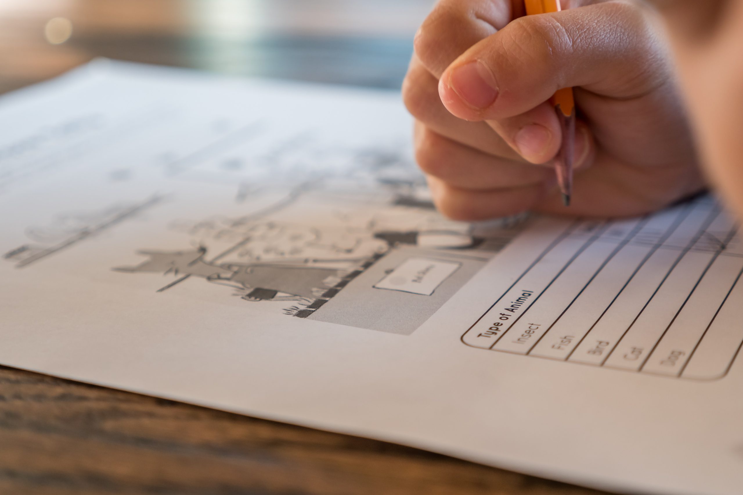 student taking science exam