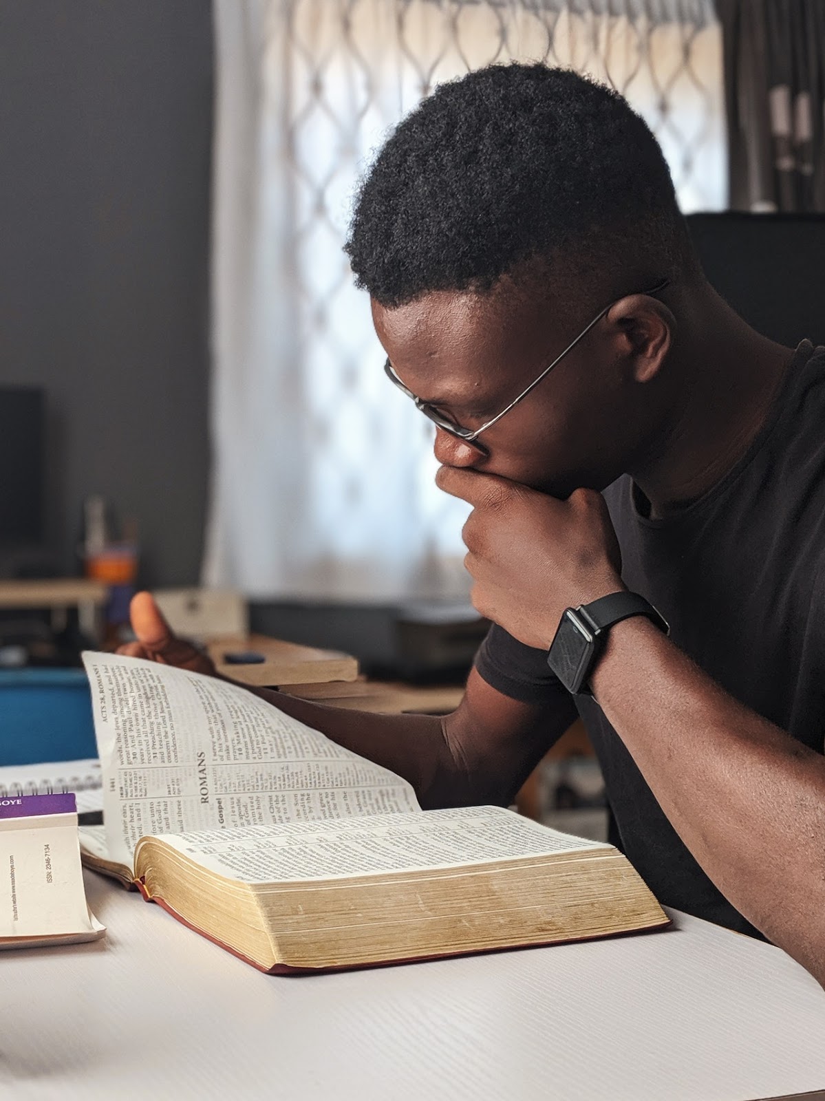 young man studying