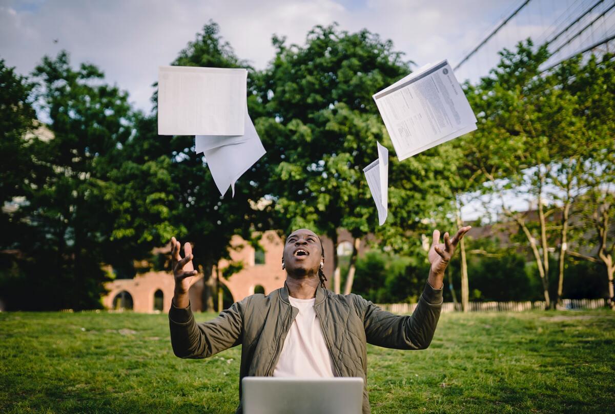 Student celebrating A Level exam results