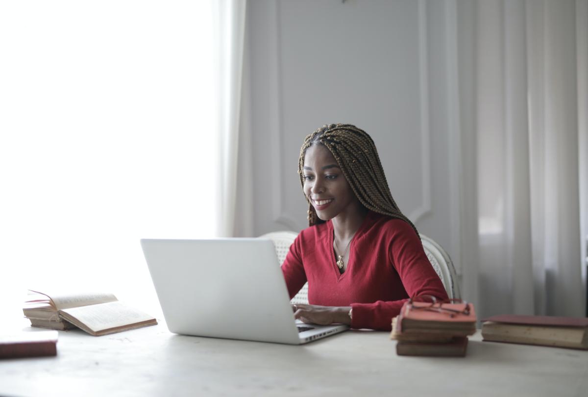 A level student studying online