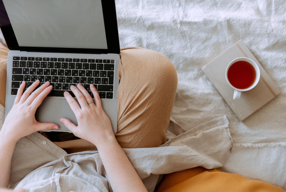 Student studying on laptop