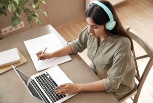 A Level student studying online with maths tutor