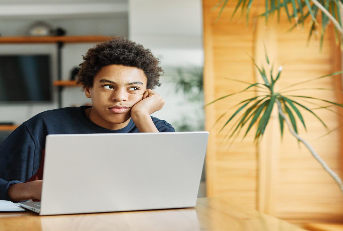 Student studying on laptop 