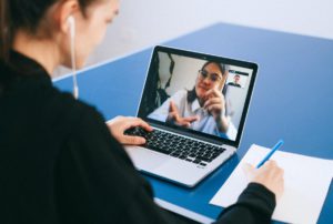 GCSE Students studying together online