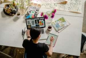 Student studying from home